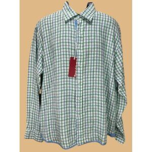 Report Collection Mens Plaid Linen Shirt XL NWT